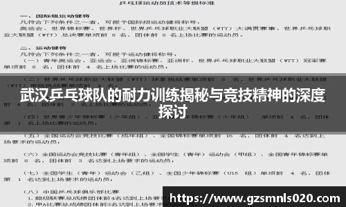 武汉乒乓球队的耐力训练揭秘与竞技精神的深度探讨
